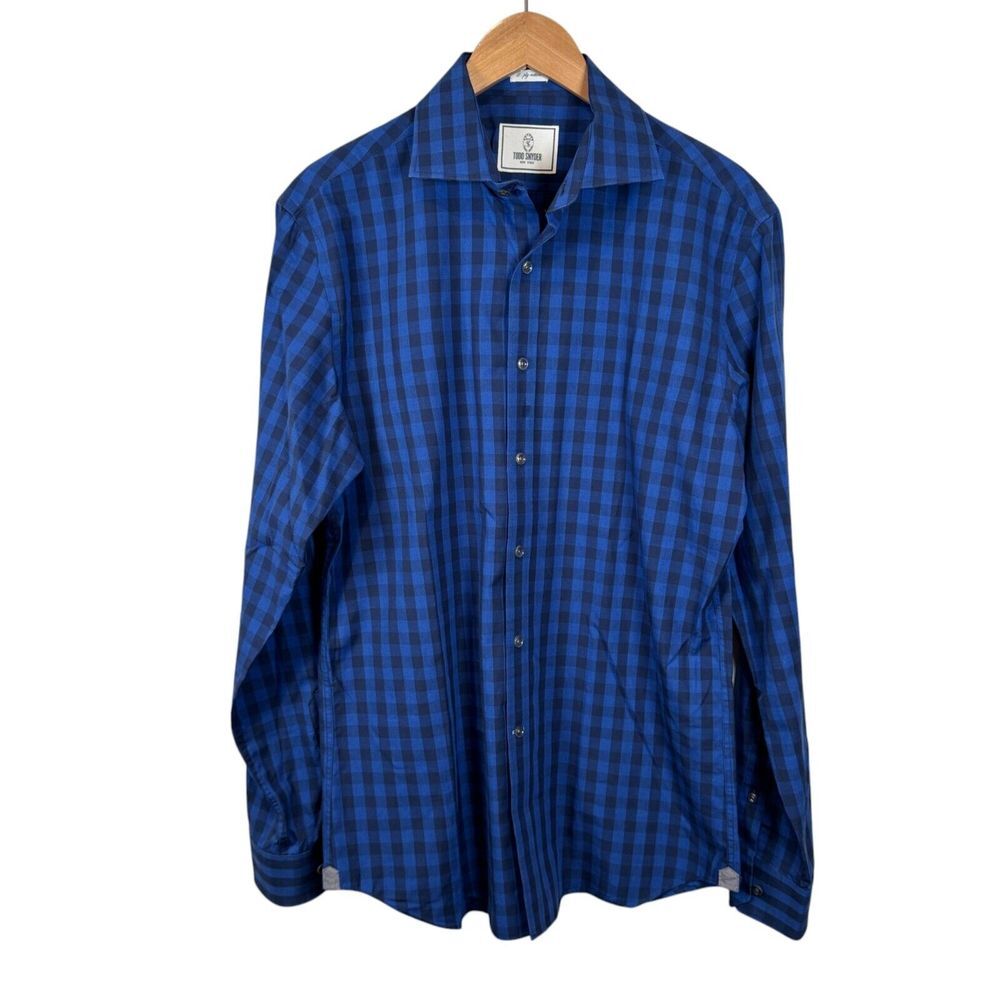 Todd Snyder Shirt Size 15.5 34/35‎ Medium Blue Plaid Casual Preppy Buffalo Check